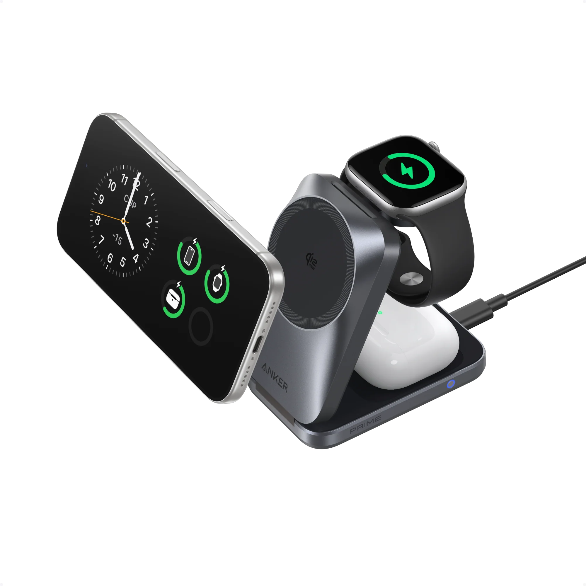 Anker 25W Foldable Qi2 3-in-1 Charging Station